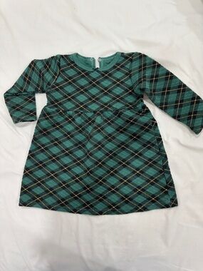 Green Plaid Long Sleeve Girl’s Dress 4T
